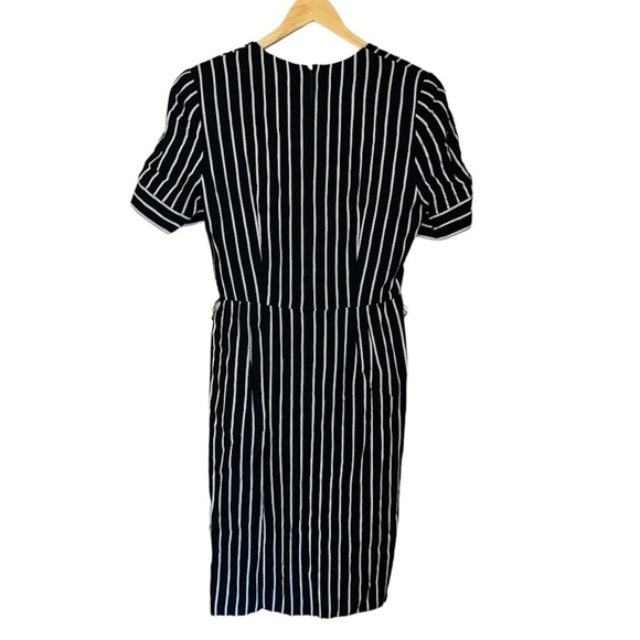 Bergdorf Goodman Adele Simpson vintage midi dress striped black white size 14 - Picture 2 of 7